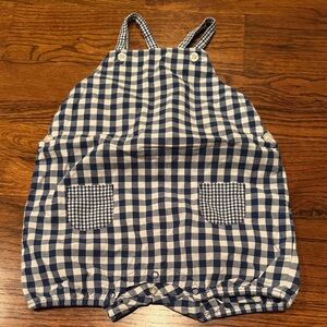 Janie & Jack Navy Blue Checkered Overalls